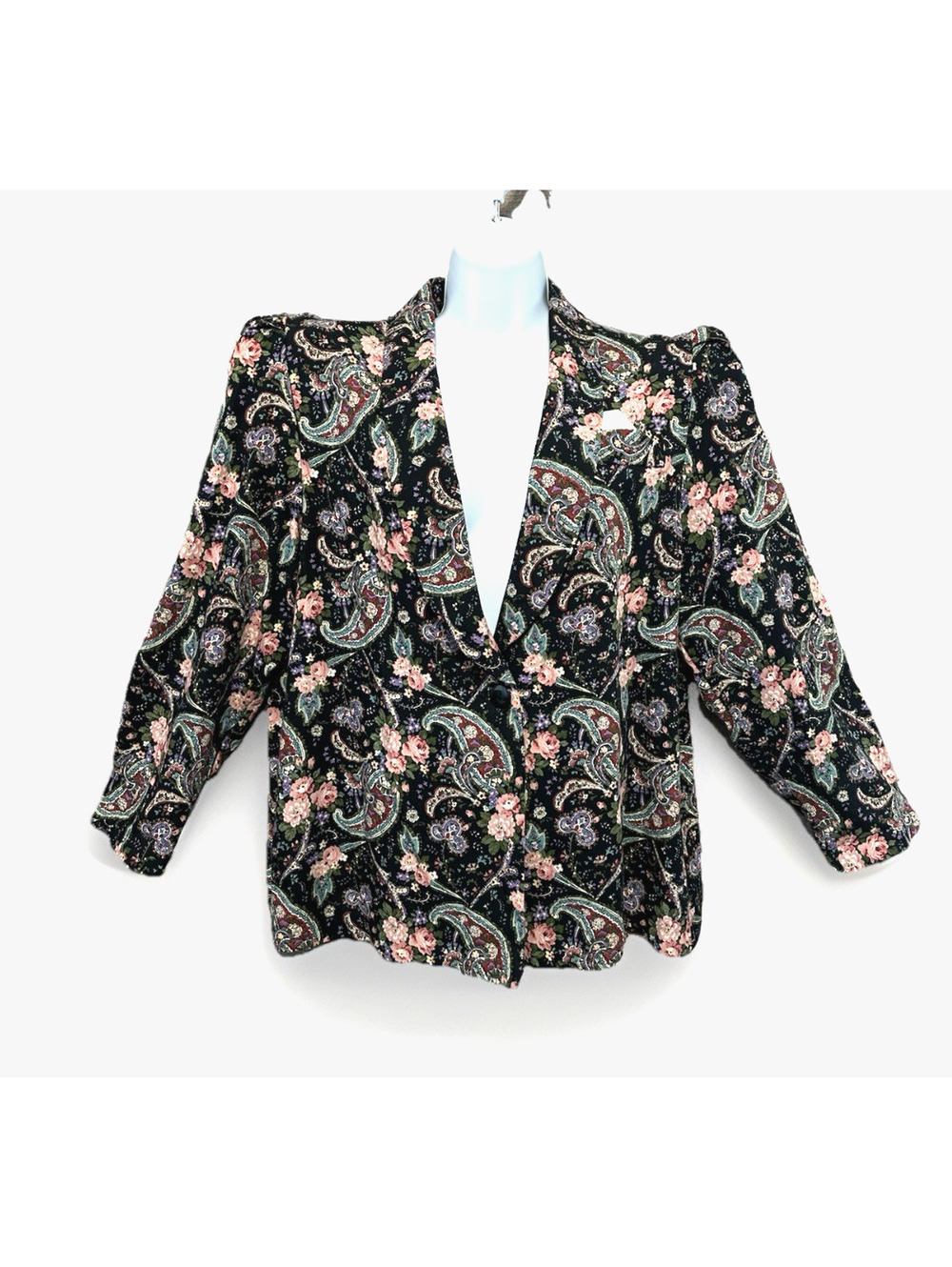 VTG Cottagecore Top Jacket Floral Paisley Petite 16 Granny Whimsy Nostalgic
